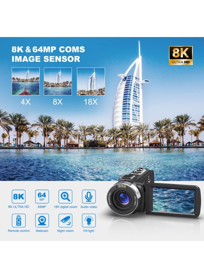 ASIV 64MP 8K Digital Camera - 18x Zoom, 3.0-inch Rotatable Screen, Video Blog Camera, Wi-Fi Connectivity, Equipped with 64GB SD Card and 2.4GHz Remote Controller - Image 5